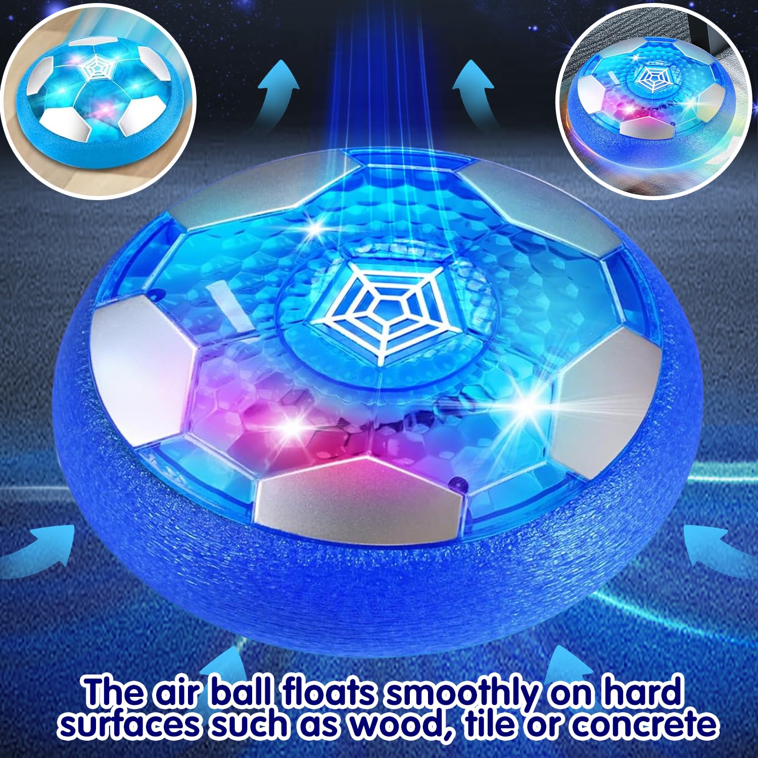 Balón De Fútbol Flotante Con Luces LED - Recargable Por USB, Para Interior, Regalo Para Niños Balón De Fútbol Flotante Con Luces LED - Recargable Por USB, Para Interior, Regalo Para Niños