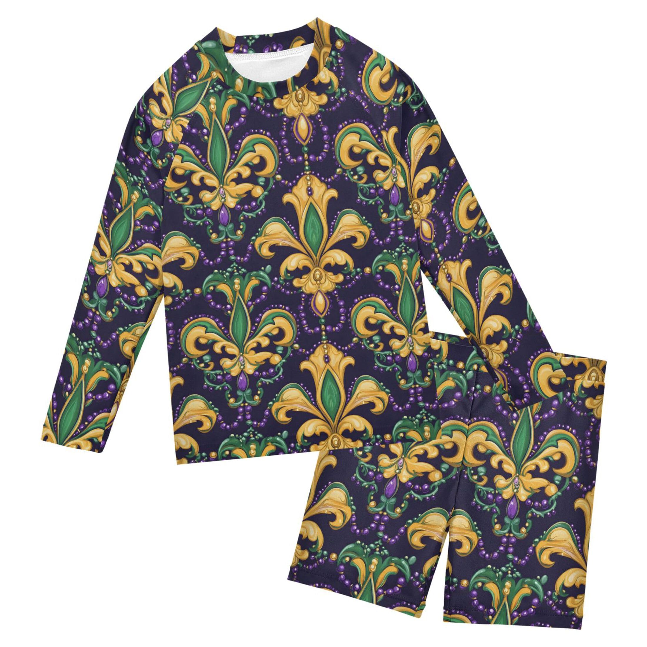 Brazil Mardi Gras Carnival Party Baby Boys' Toddler Long Sleeved Rashguard Swim Bathing Suit Set B0403626