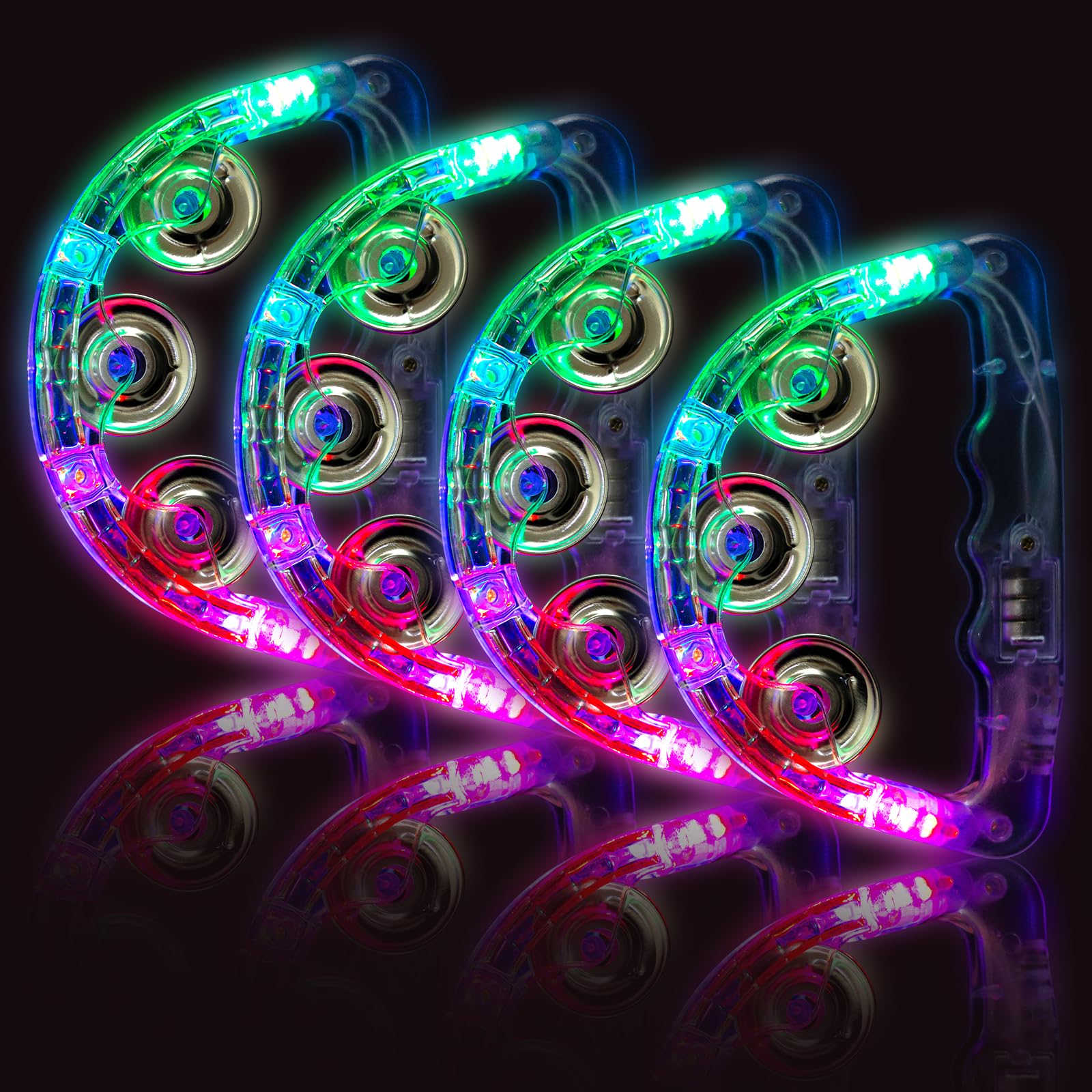 LED Light Up Musical Tambourines Handheld Music Flashing Tambourine Glow In The Dark Party Supplies - Led Tambourines