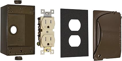 Sigma Electric, Bronze 16446BR TRWR Duplex Receptacle Kit with Universal Cover