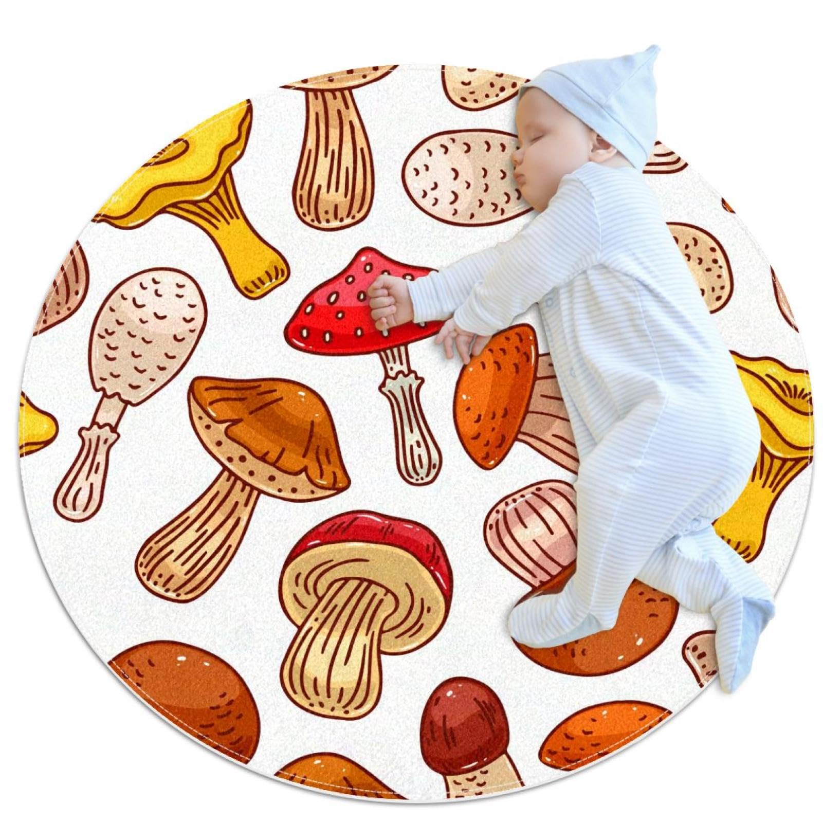 Tapis de salle de bain champignon antiderapant en format rond 1m haut de gamme