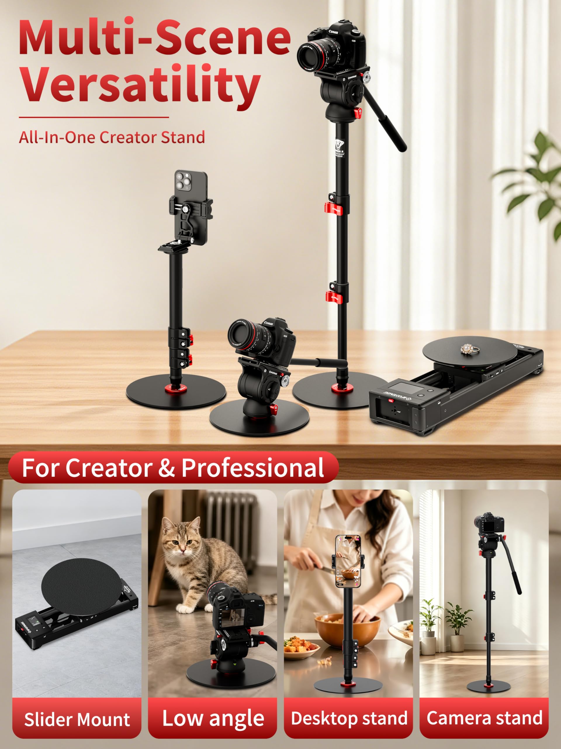 IFOOTAGE Cobra RB-A200 Monopod de Base Redonda, Monopié de Aluminio para Cámara Profesional con Hebilla de Altura de Ajuste Rápido, Adecuado para Disparar Vlog de Escritorio
