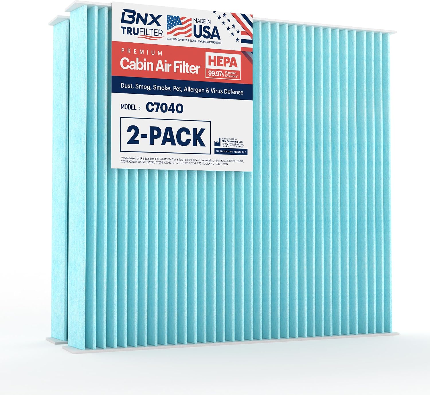 BNX TruFilter C7089 Cabin Air Filter, HEPA 99.97%, MADE IN USA, Compatible With Kia Soul, Soul EV image 5