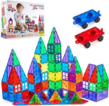 Playmags Playmags 100 Pièces – Plaques Magnétiques Renforcées avec Inserts Éducatifs Clickins