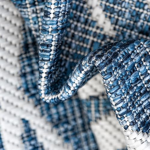 Miniatura 6 de Unique Loom - Tapete de la colección Outdoor Botanical, diseño de palmera (5.1pies x 8pies, rectangular, color azulazul marino)