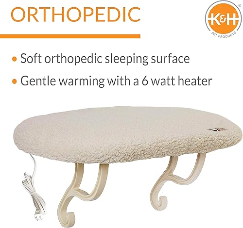 Miniatura 3 de K&H PET PRODUCTS K & H Productos para mascotas Kitty Sill Cat Ventana Hamg Mock Perca (calentada o calentada) Fleece con calefacción 14 x 24 pulgadas