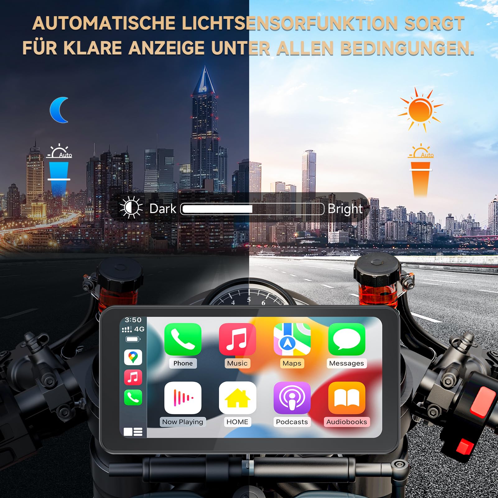 Spedal CL871 6.25" Motorrad CarPlay & Android Auto Bildschirm, Ganzkörper Wasserdicht, GPS Navigation für Motorrad, Bluetooth, Siri/G00gle Assistent (CL871)