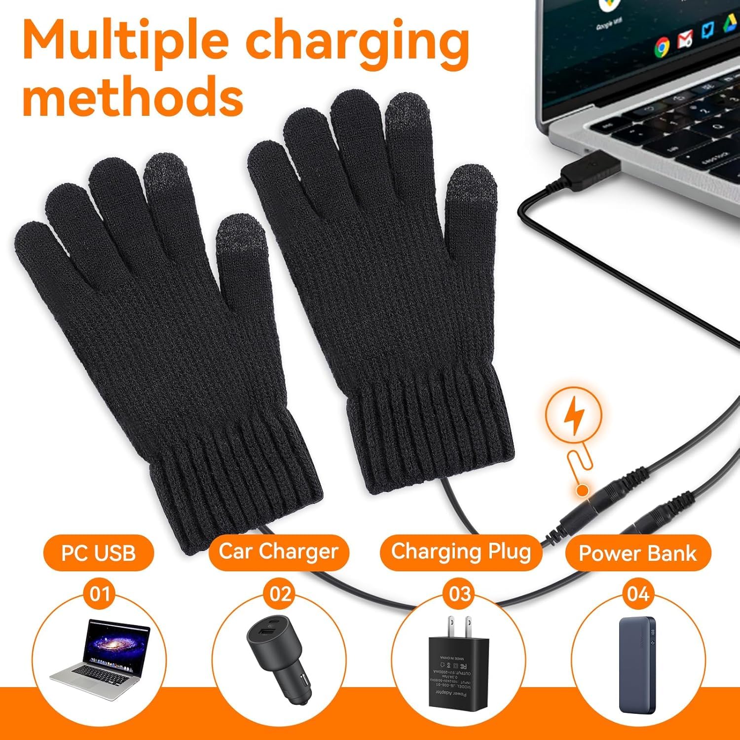 USB Beheizte Handschuhe Mit 3 Temperaturstufen - Waschbar, Touchscreen-tauglich