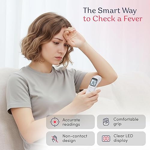 Miniatura 3 de Termómetro infrarrojo de Smart Med Alert - Medición de 1 segundo, tres opciones de pantalla, alarma de fiebre y 32 juegos de memoria