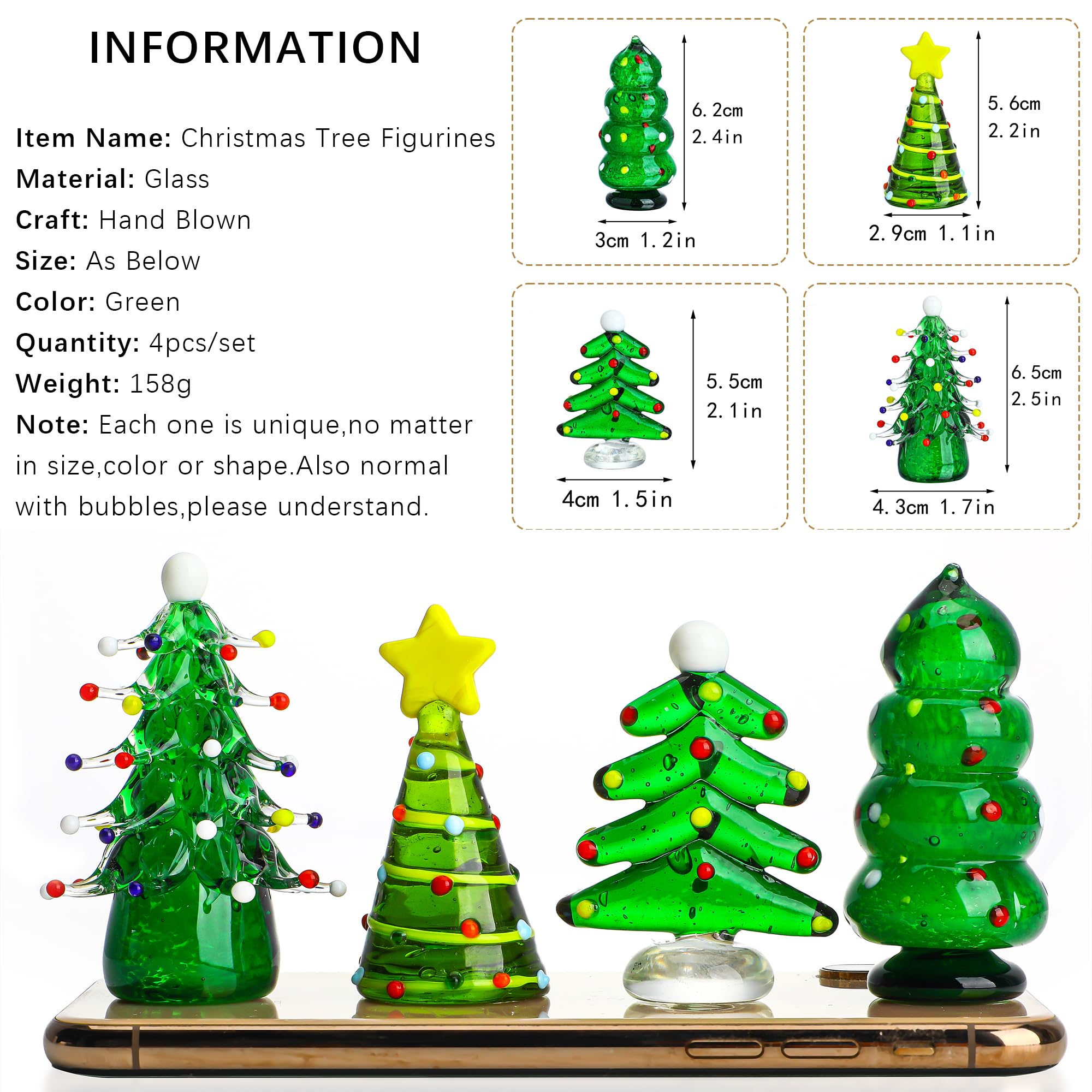 HDCRYSTALGIFTS Crystal Christmas Tree Figurine Gifts for Women Mum Men Crystal 2.5''Glass Christmas Tree Ornaments Collection Paperweight Ornaments Crystal Lovers Home Table Centerpiece Deco - Image 2