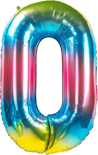 Miniatura 9 de Party Kawaii Globos gigantes de 32 pulgadas para inflar con helio, para fiesta de cumpleaños, color degradado arcoíris (número 8 en degradado)