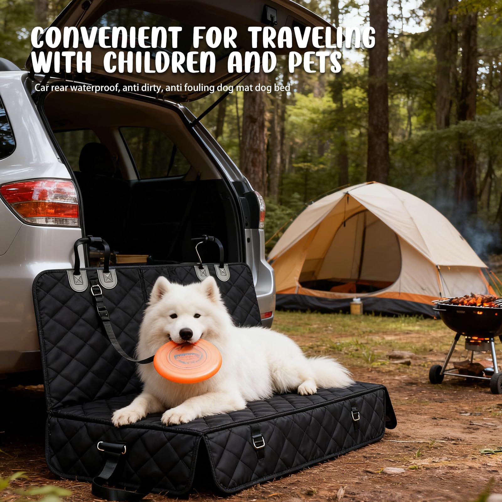 GOMETY Housse Voiture Chien 135x120cm, Protection Siège Arrière Imperméable Antidérapante, Couverture de Voiture pour Chien avec Ceinture de Sécurité, Convient à Toutes Les Voitures, SUV et Camions