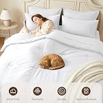 King Set de confort de taille 7 Pièces - Lit doux dans un sac King Bed Set, Ensembles de draps confortables avec consolateur toute saison, Feuille plate, Draps ajustés, 2 Carcasses d'oreillers & 2 Shams, Blanc