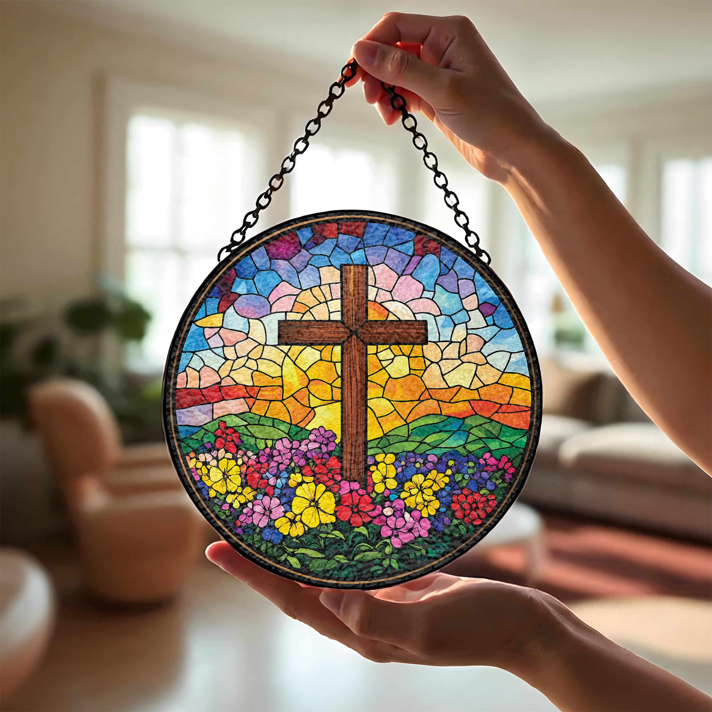 Atrapasueños de cruz – Colgador de sol para vidrieras