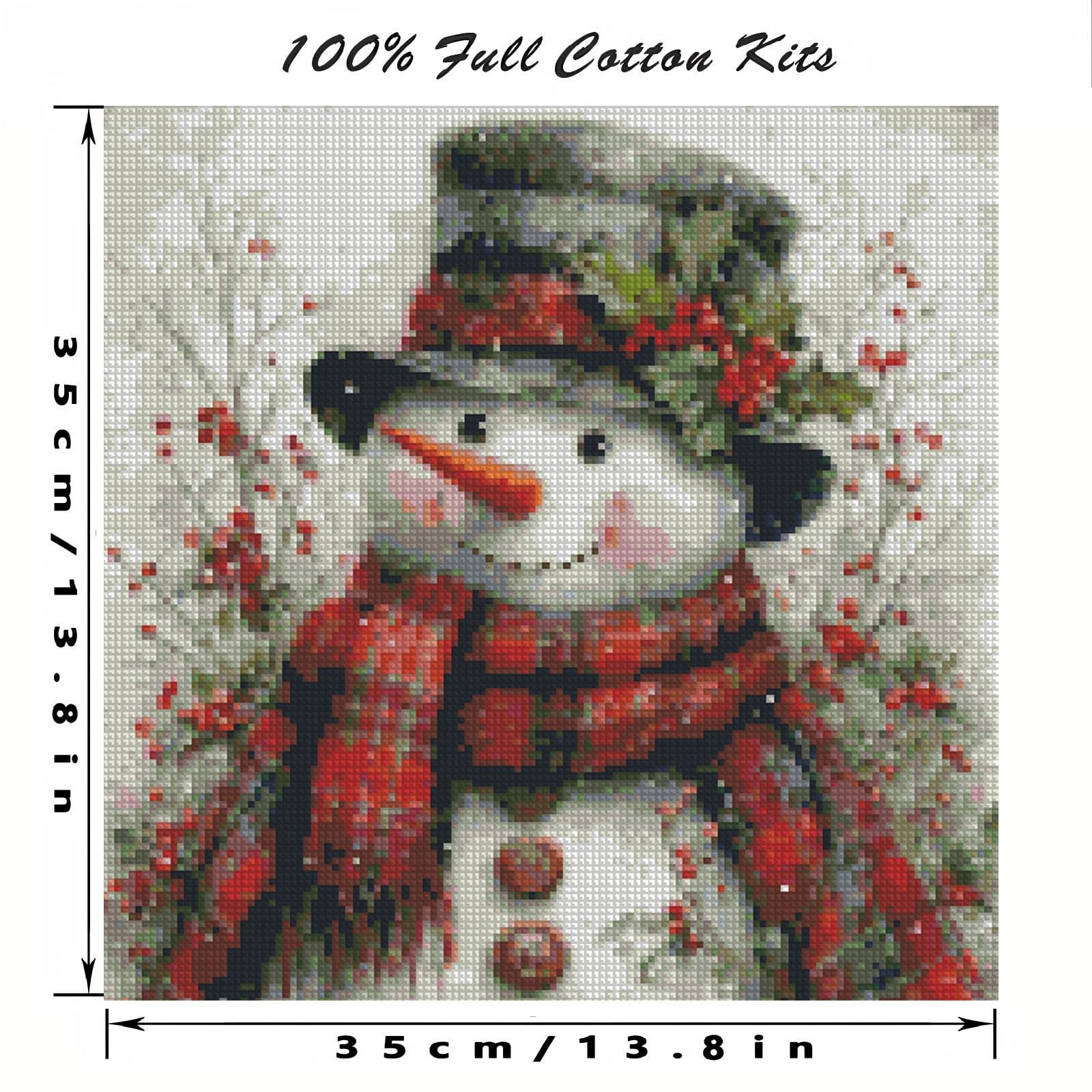 Christmas Snowman Cross Stitch Kit - Easy DIY -2