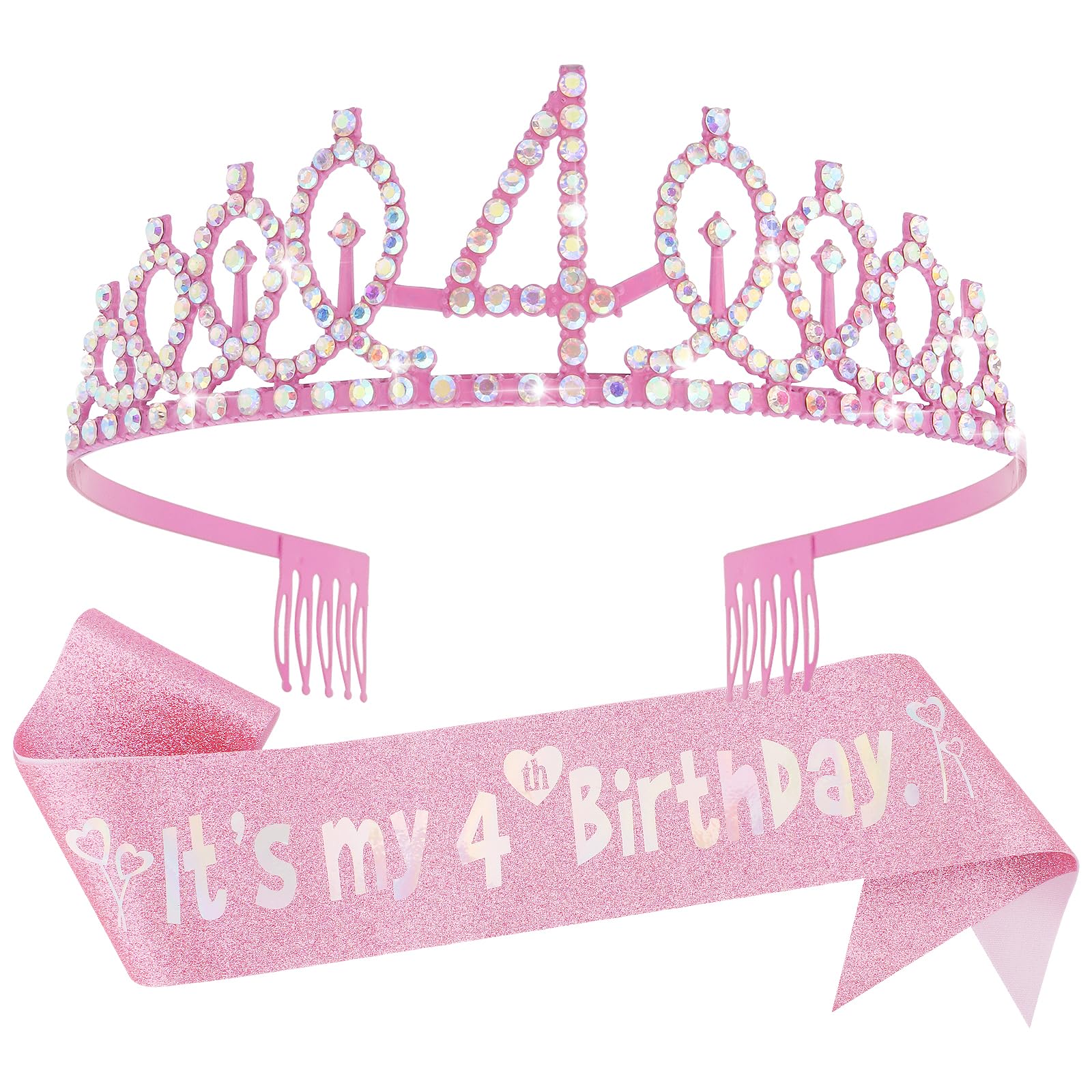 Canitor Birthday Decorations for Girls - Crown Tiara Sash Set and Headband Gift