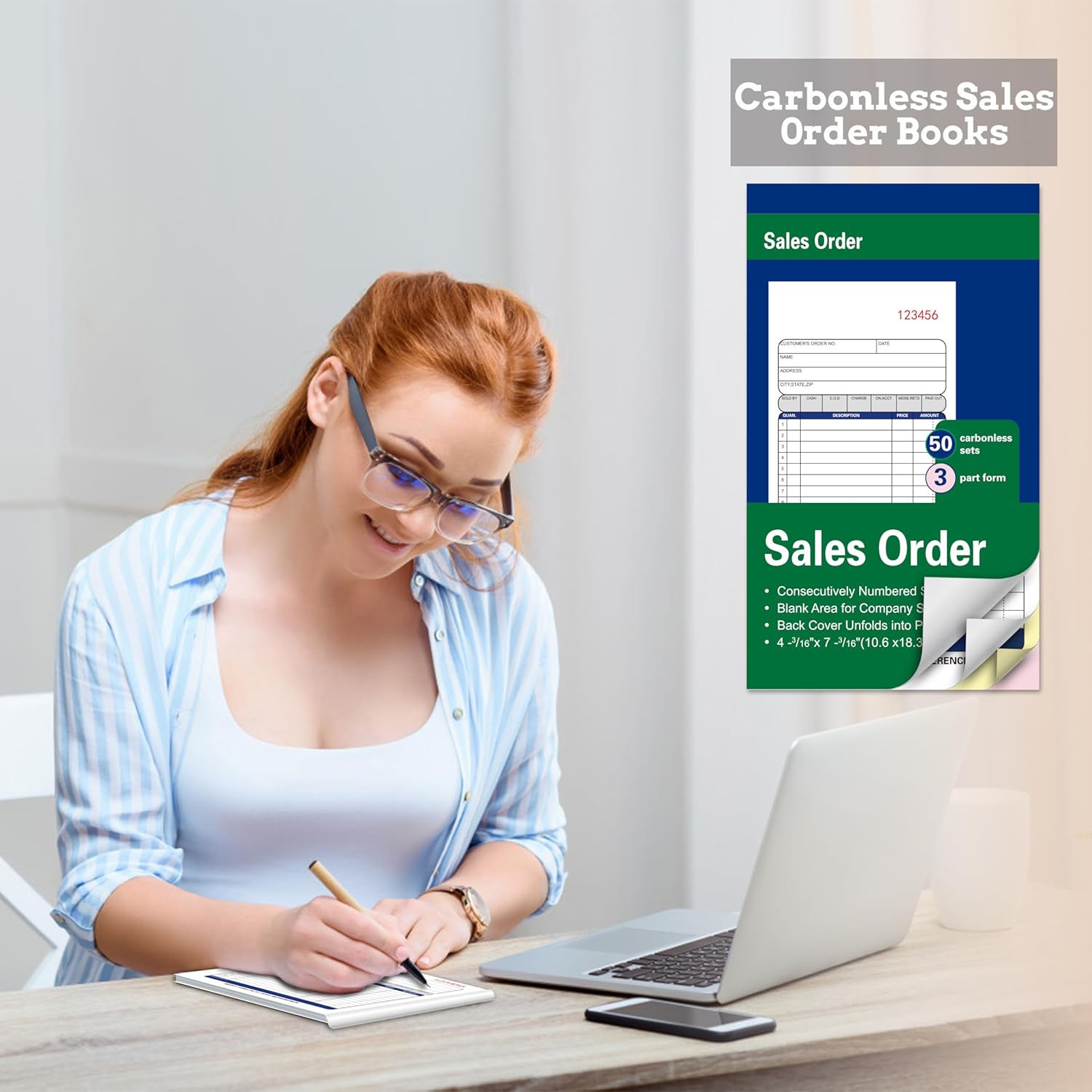 6 Pack Enterprise Company Sales Order Book, 3-Part Carbonless Paper, 4-3/16 x 7-3/16 Inches, 50 Sets, White/Canary/Pink