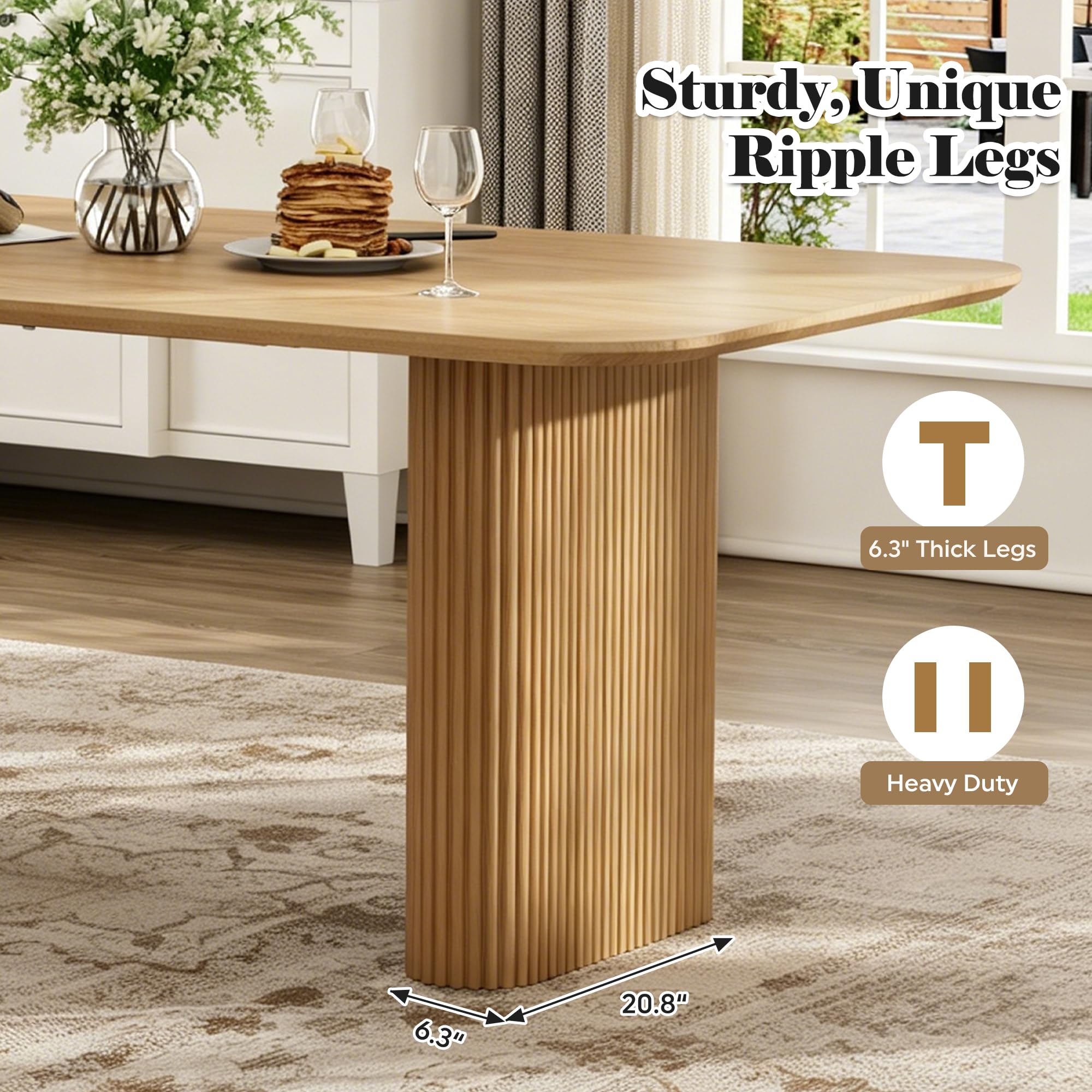 RGZ Tavolo da pranzo ovale in legno, 180,3 cm, moderno, rettangolare, per 4-6 persone, facile da montare, con gambe ondulate, per sala da pranzo, casa, ufficio, sala riunioni