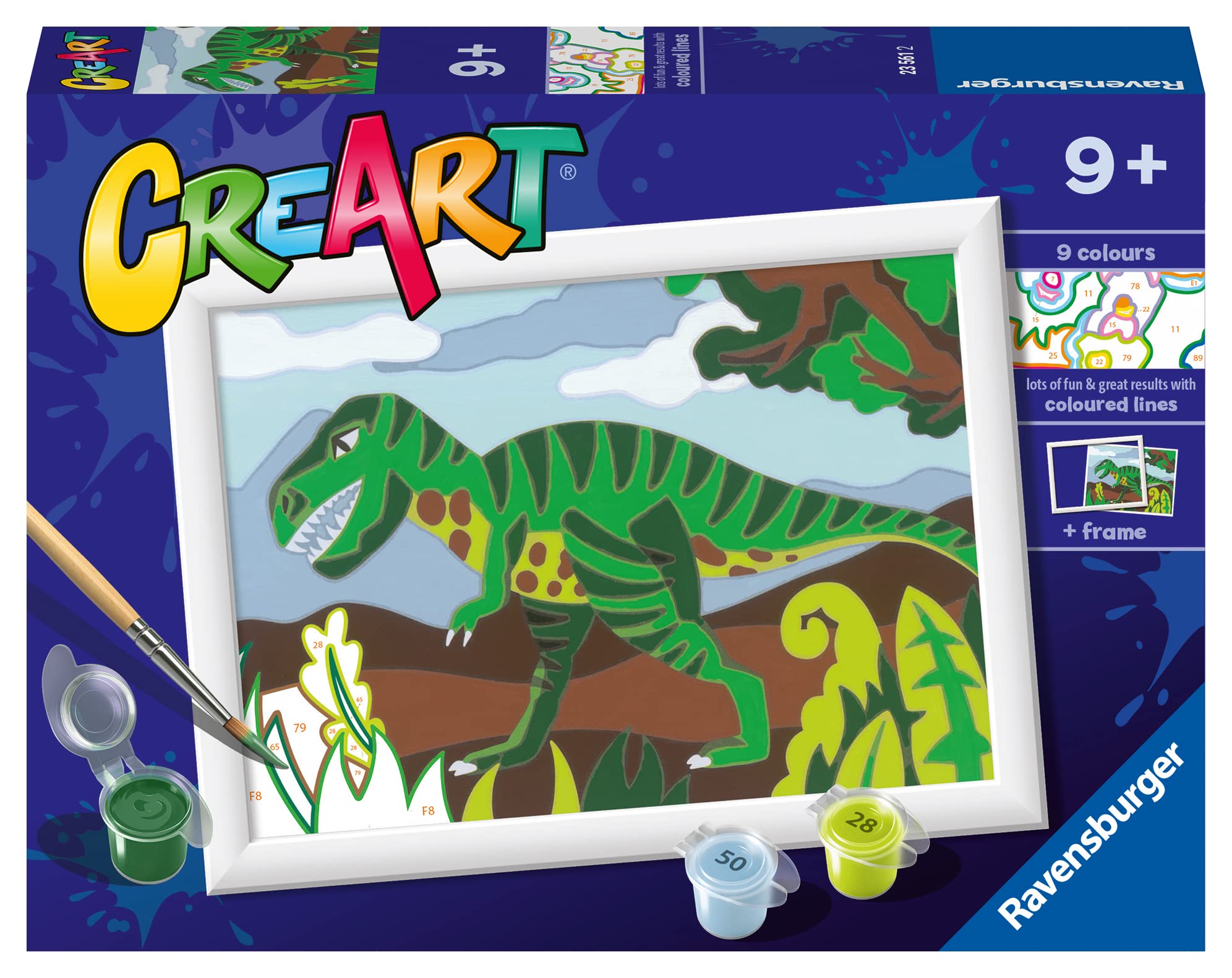 Ravensburger - CreArt Dinosaurio Hambriento, Kit pintar números +9 años