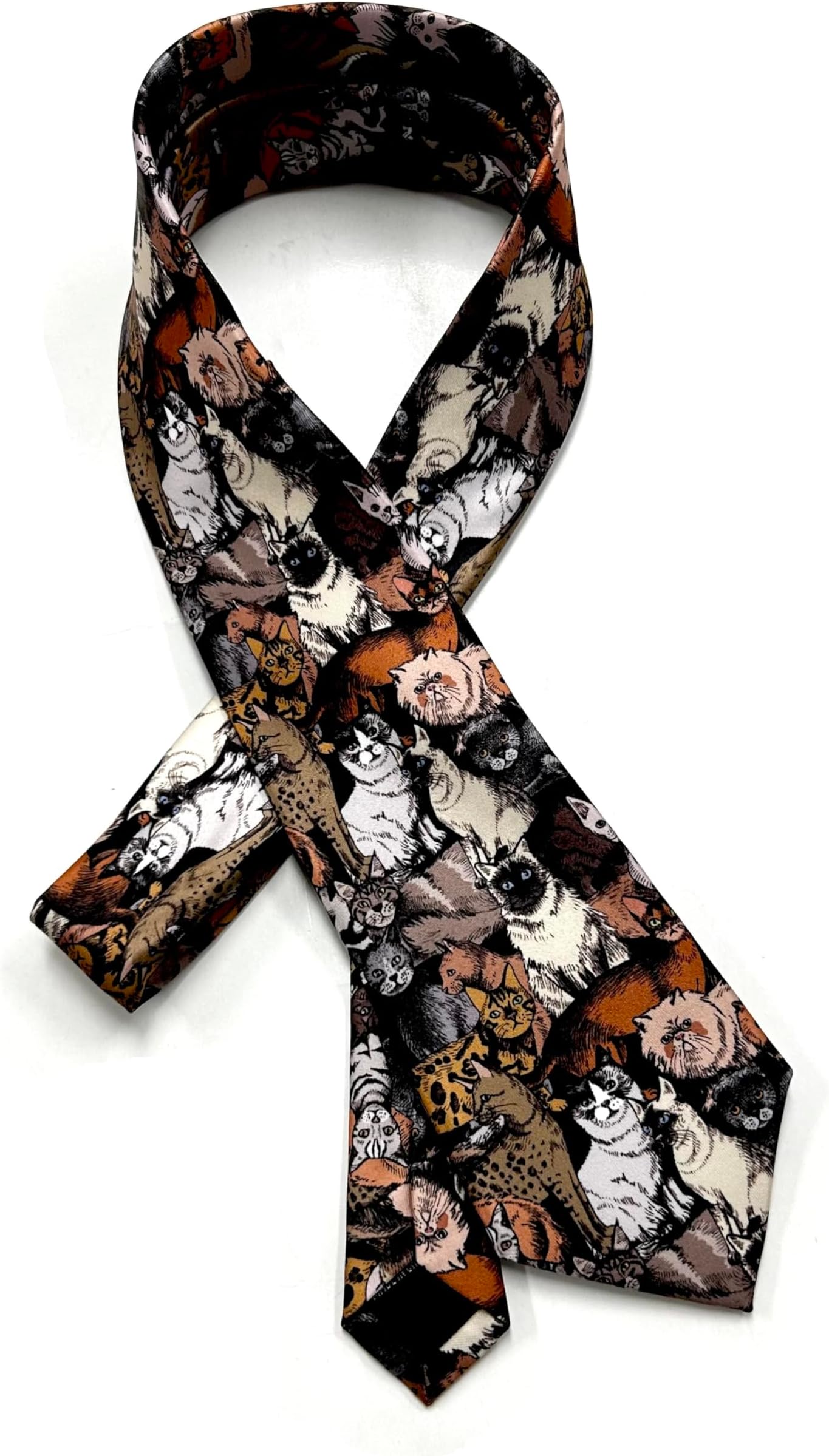 tie2602-02 Real Cat Necktie, Large Gathering, Silk Touch, Polyester, Stylish, Cute, Men's, Business, Casual, Regular Width, 3.1 inches (8 cm), Wedding Party, Gift, Gift