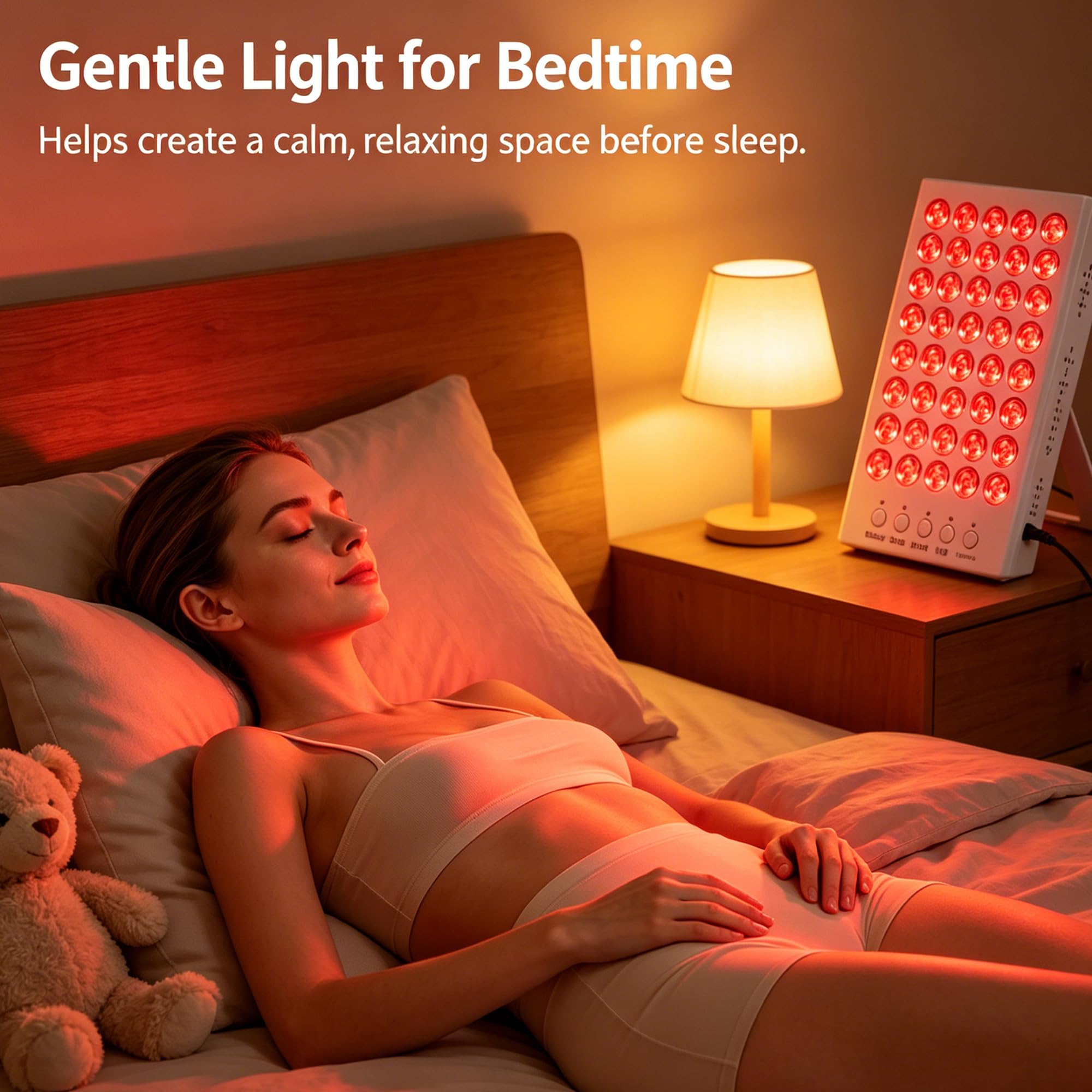 Panneau de luminothérapie rouge et infrarouge, lampe de luminothérapie pour le visage et le corps (660 nm et 850 nm), support ajustable et 3 minuteries pour un usage quotidien