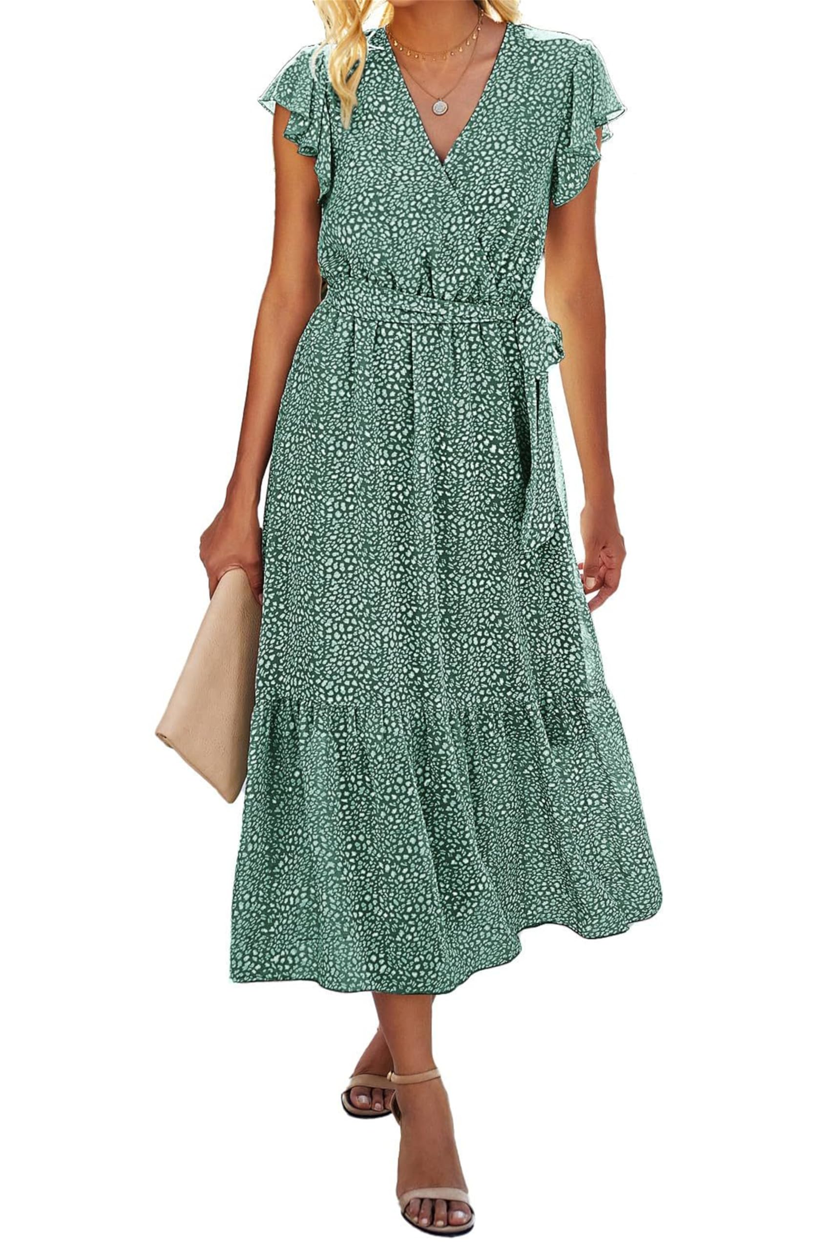 SOMTHRON Vestido Corto Bohemio Con Estampado Floral