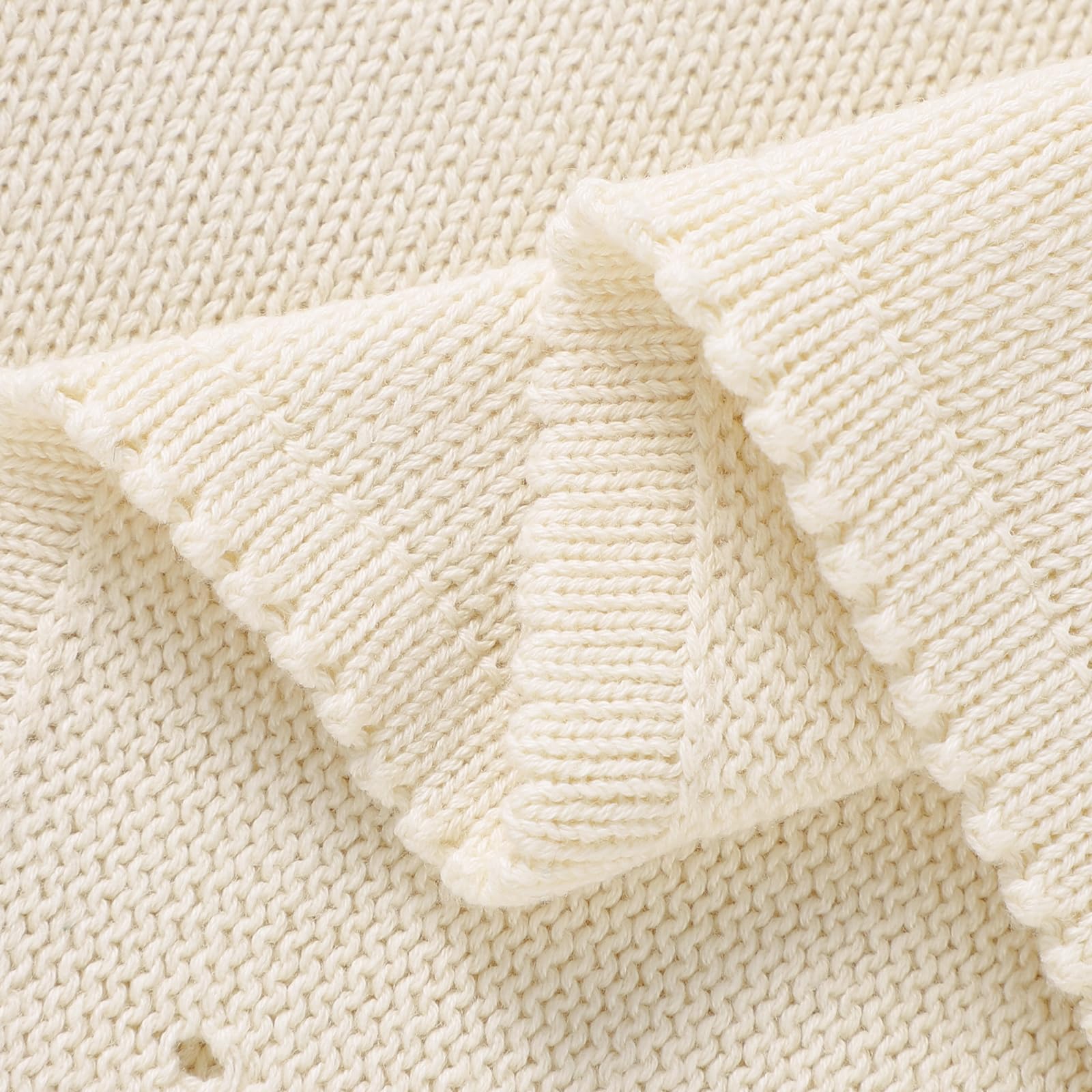 Hadetoto Couverture pour bébé 100 % coton, couverture mobile pour bébé, couverture tricotée douce et confortable, crème 100 x 80 cm