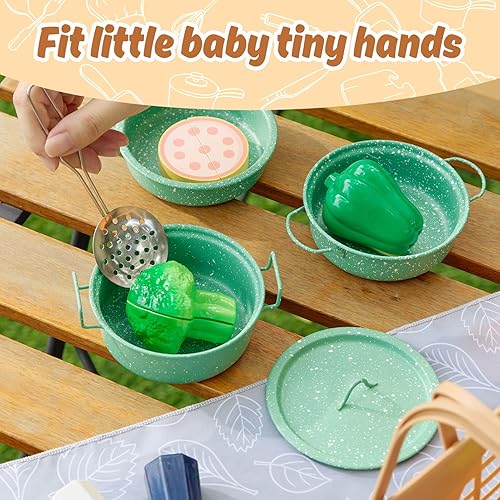 Miniatura 6 de Juego de accesorios de juguete de cocina para niños, juego de cocina para niños, coloridas ollas y sartenes de acero inoxidable, regalos de