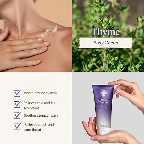 L'EUDINE Crema corporal de tomillo Paquete de 3 Crema de masaje Tomillo de 4 fl oz Tracto respiratorio calmante y vías respiratorias Crema