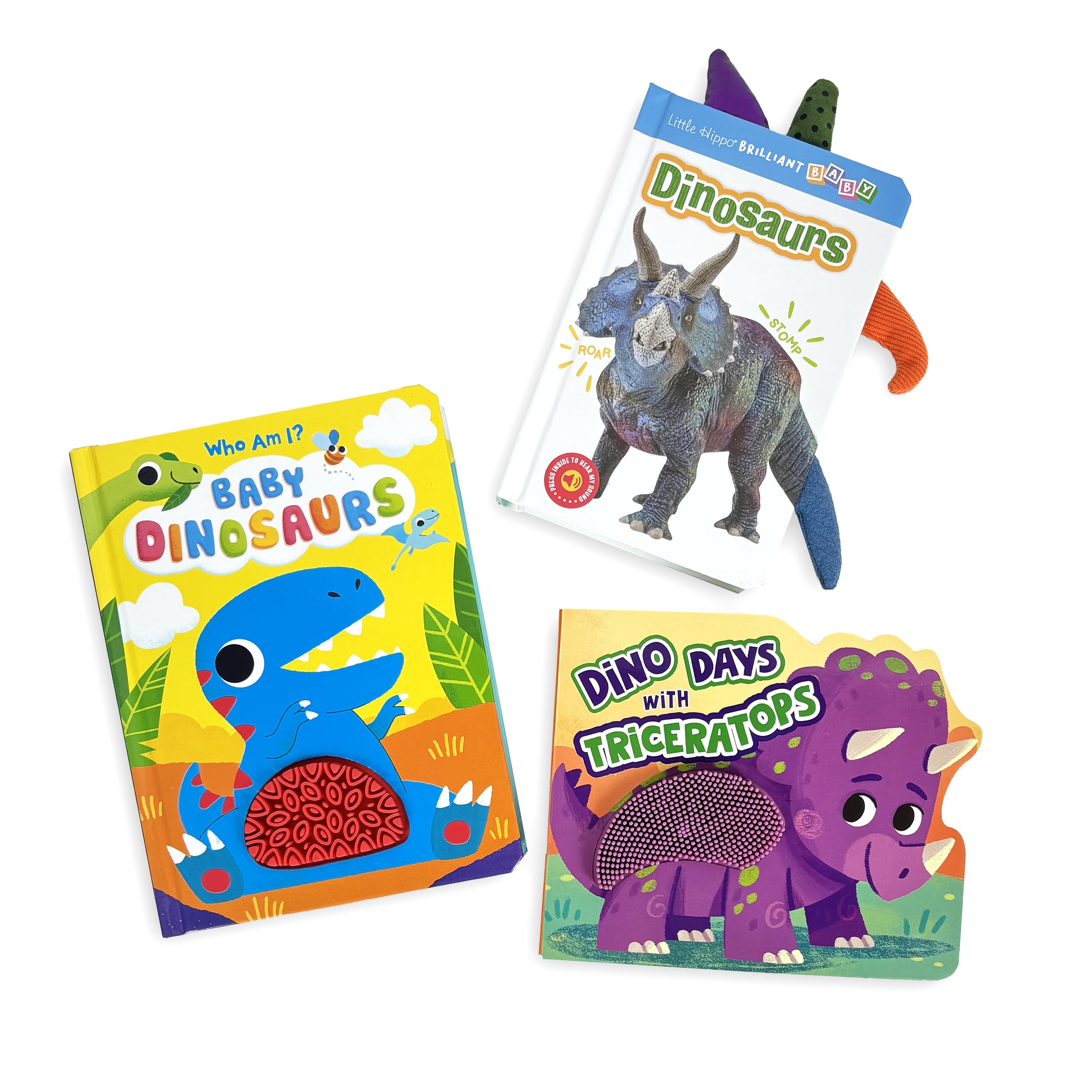 Little Hippo Books Lot de livres de dinosaures pour enfants | Livres tactiles et toucher pour tout-petits et bébés | Meilleurs livres pour enfants | Un excellent cadeau