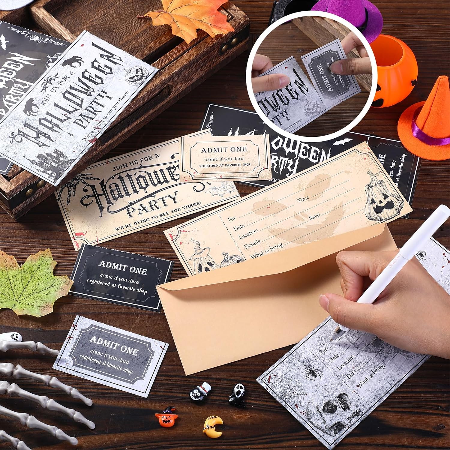Harloon 72 Pieces Halloween Party Invitations Card with Envelopes Halloween Party Supplies Scary Invitations for Birthday Baby Shower Favors Supplies