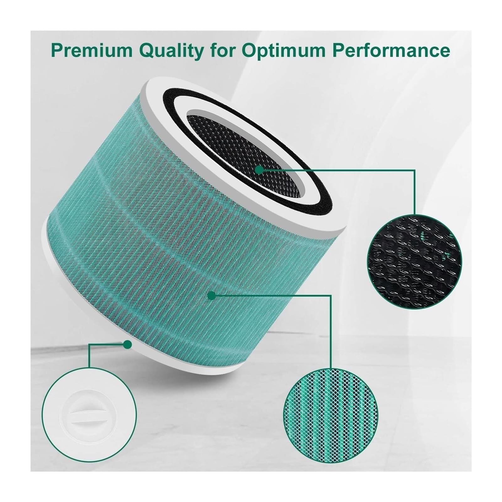 1 pezzo di ricambio for filtro attivato ad alta efficienza, compatibile con Levoit, purificatore d'aria Core 300 pezzi di ricambio accessori for filtro purificatore d'aria(Green)