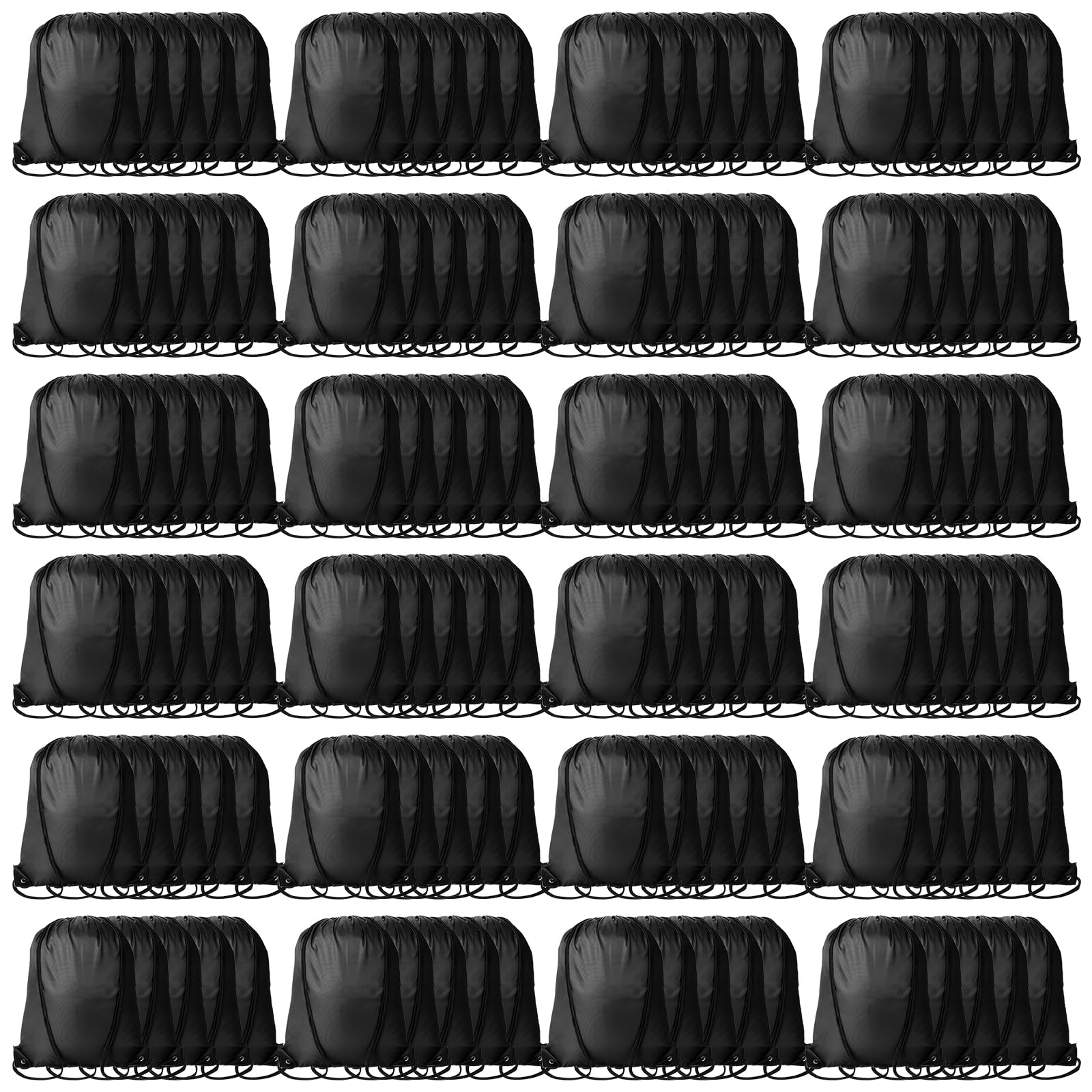 Kuhome 120Pcs Black Drawstring Backpacks Bulk String Bag Cinch Sack Pack Storage Knapsack Polyester Gift Bags Sports Drawstring Bags for Trip Party
