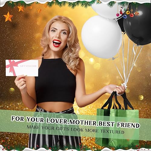 Miniatura 6 de 24 bolsas de regalo de Navidad, bolsas de regalo de corazón con estampado de corazón dorado brillante, no tejidas, bolsas de regalo reutilizables