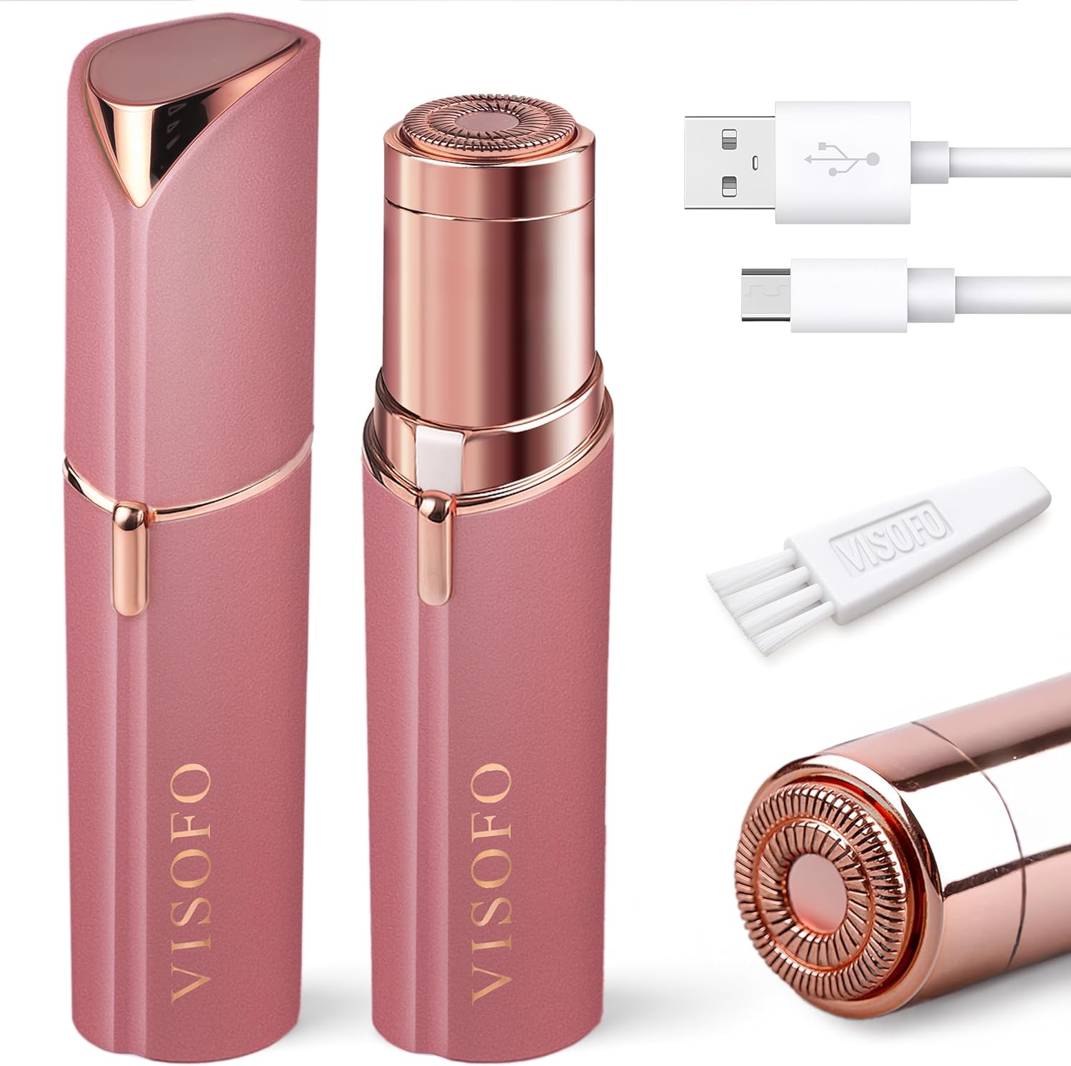 Facial Hair Removal for Women | Upper Lip Mustache Remover Device Face Shaver Woman Chin Peach Fuzz Electric Trimmer Dermaplane Female Razor Ladies Tweezers Lady Epilator Girls by VISOFO (Pink) Facial Hair Removal for Women | Upper Lip Mustache Remover Device Face Shaver Woman Chin Peach Fuzz Electric Trimmer Dermaplane Female Razor Ladies Tweezers Lady Epilator Girls by VISOFO (Pink)