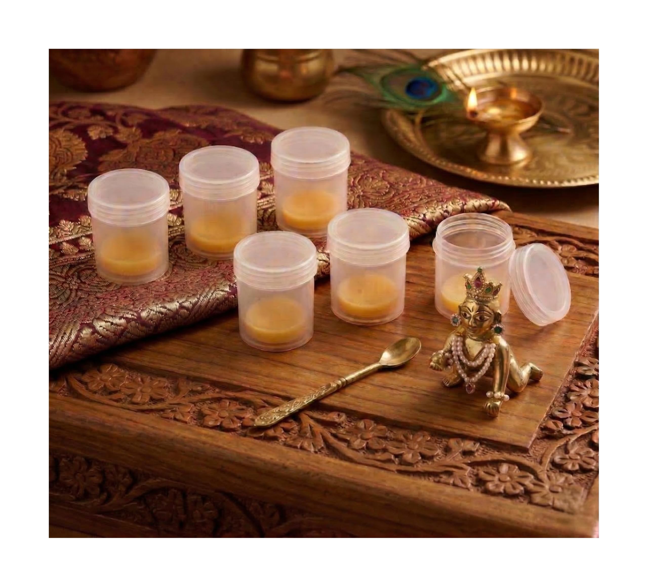 RV Shringar Laddu Gopal Shringar Wax/Lagaav (Pack of 6 Micro-Portion Jars) - Premium Sticky Wax for Attaching Deity Jewelry, Mukut & Ornaments | Precision Slices for Divine Adornment-picture-29