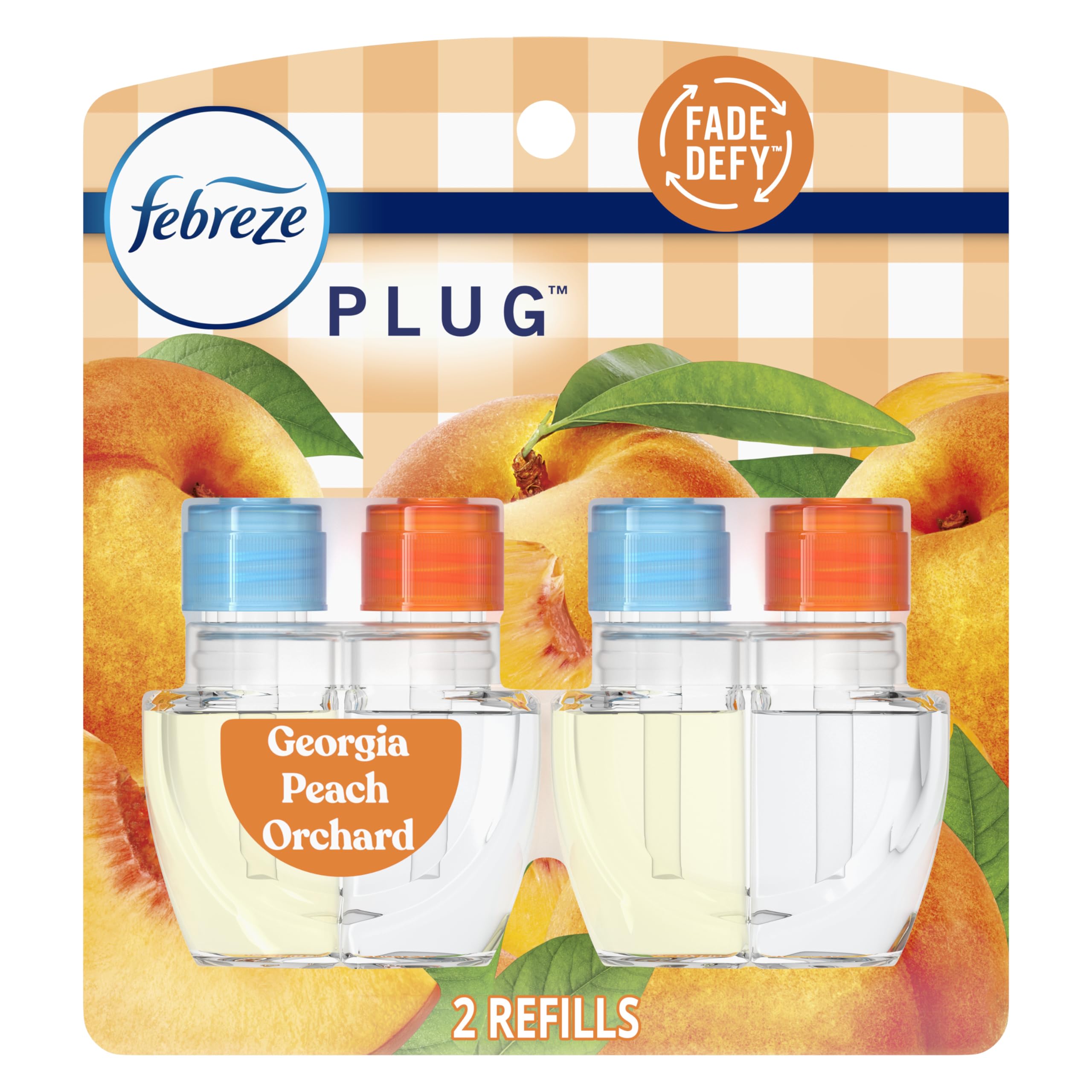 Febreze Plug In Air Freshener Odor-Fighting Scented Oil Refill Georgia Peach Orchard 2 Refill