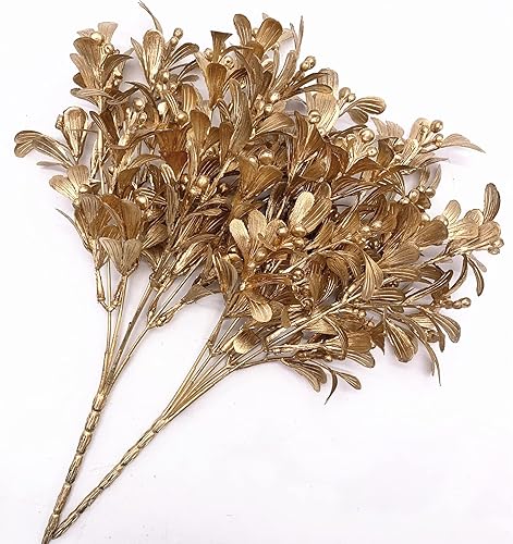 Vista 140 de CATTREE Helechos dorados - Plantas artificiales grandes y altas de 30 pulgadas, paquete de 2 decoraciones de Navidad, hojas de Boston doradas Hojas