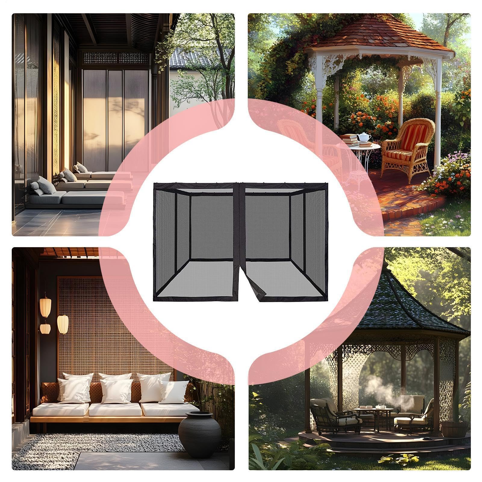 Zanzariera Patio Copertura 3,66 x 3,66 m Grande Pieghevole e Portatile | Rete Patio Anti-punture per Casa Camera da Interno Quotidiano Viaggio Esterno Giardino all'Aperto