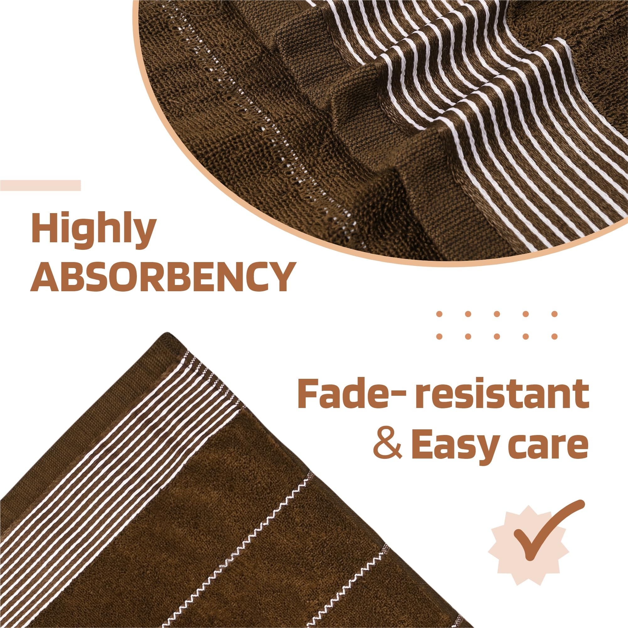 Urbane Home Pack of 2 Soft Blend Cotton Bathing Towel for Men/Women | 450 GSM Fade/Wrinkle Resistant Towels for Bath | 30x60 Inches - Brown 4