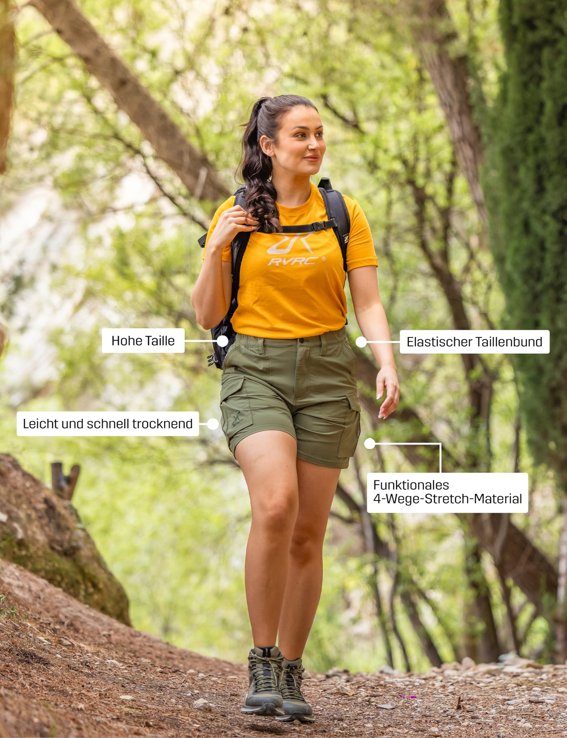 RevolutionRace Adventure Cargo Stretch Shorts für Damen, Leichte und Praktische Wandershorts
