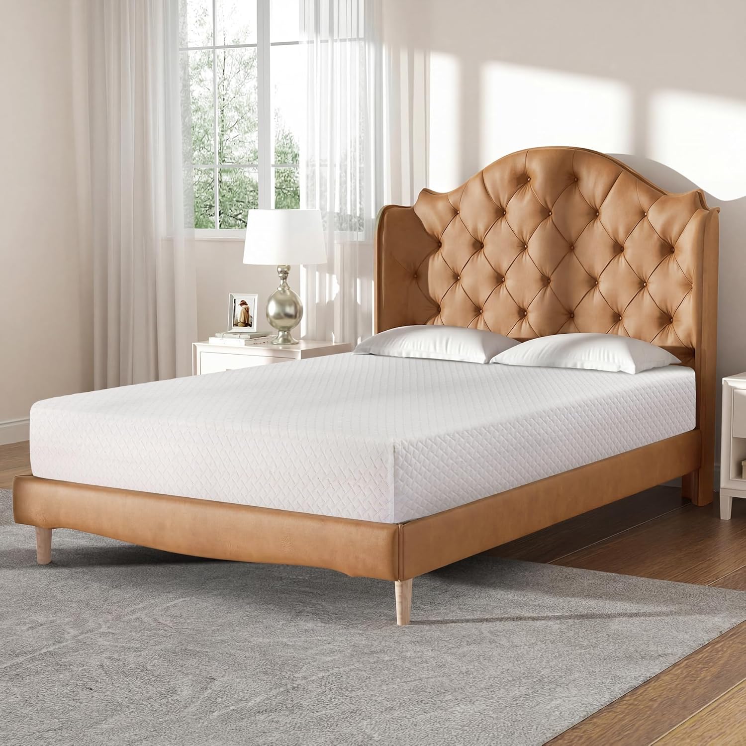 IULULU 8 Inch King Size Memory Foam Mattress, King Bed Mattress in a Box, Mattresses with Cooling Green Tea Gel, Relieve Pressure with Medium Support, CertiPUR-US Certified, White