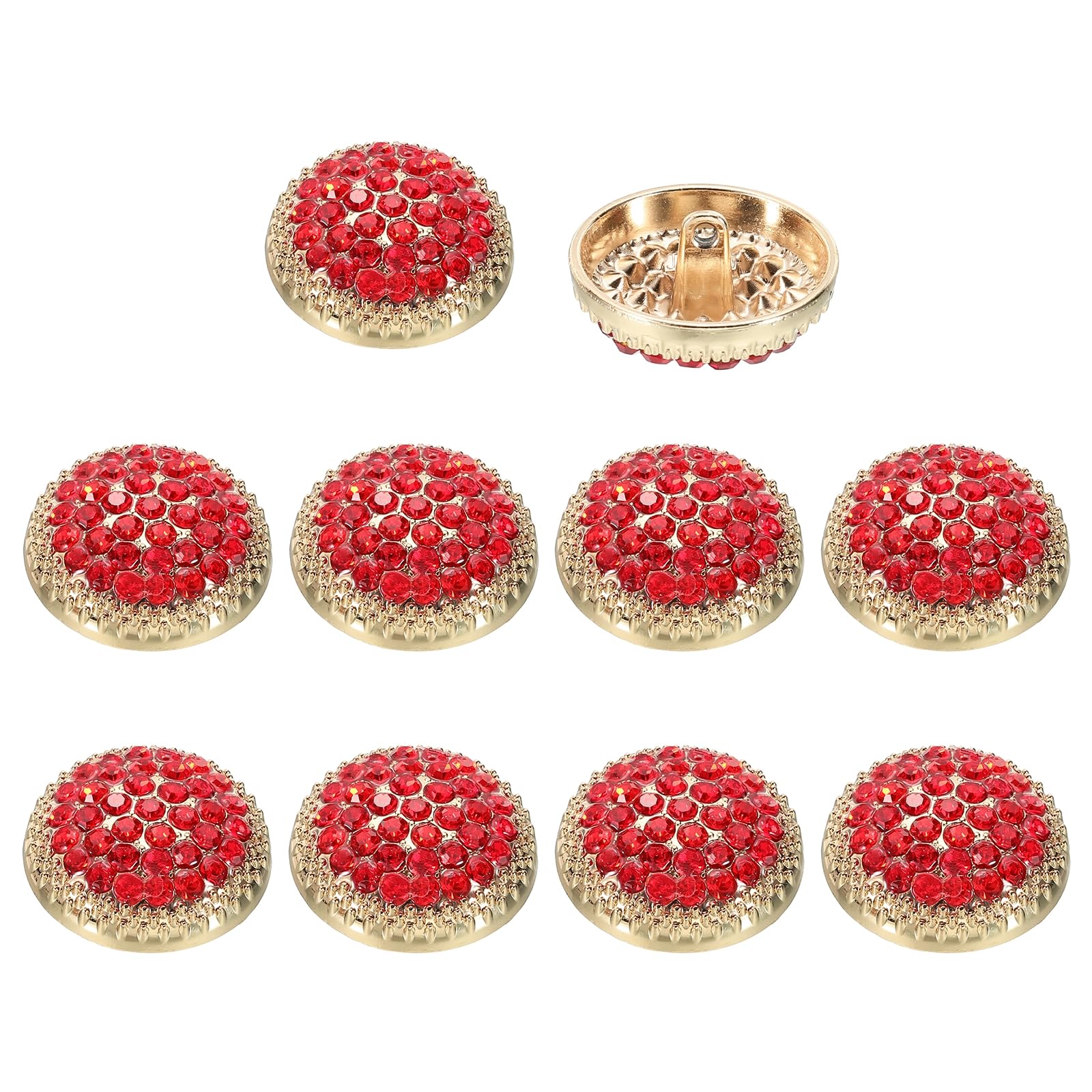 PATIKIL 10 Pcs 36L Round Rhinestone Buttons, 23mm Shiny Crystal Buttons Luxury Fashion Clothing Sewing Accessories for DIY Wedding Decoration Garment Flower Jewelry Making, Gold/Red โ image 1