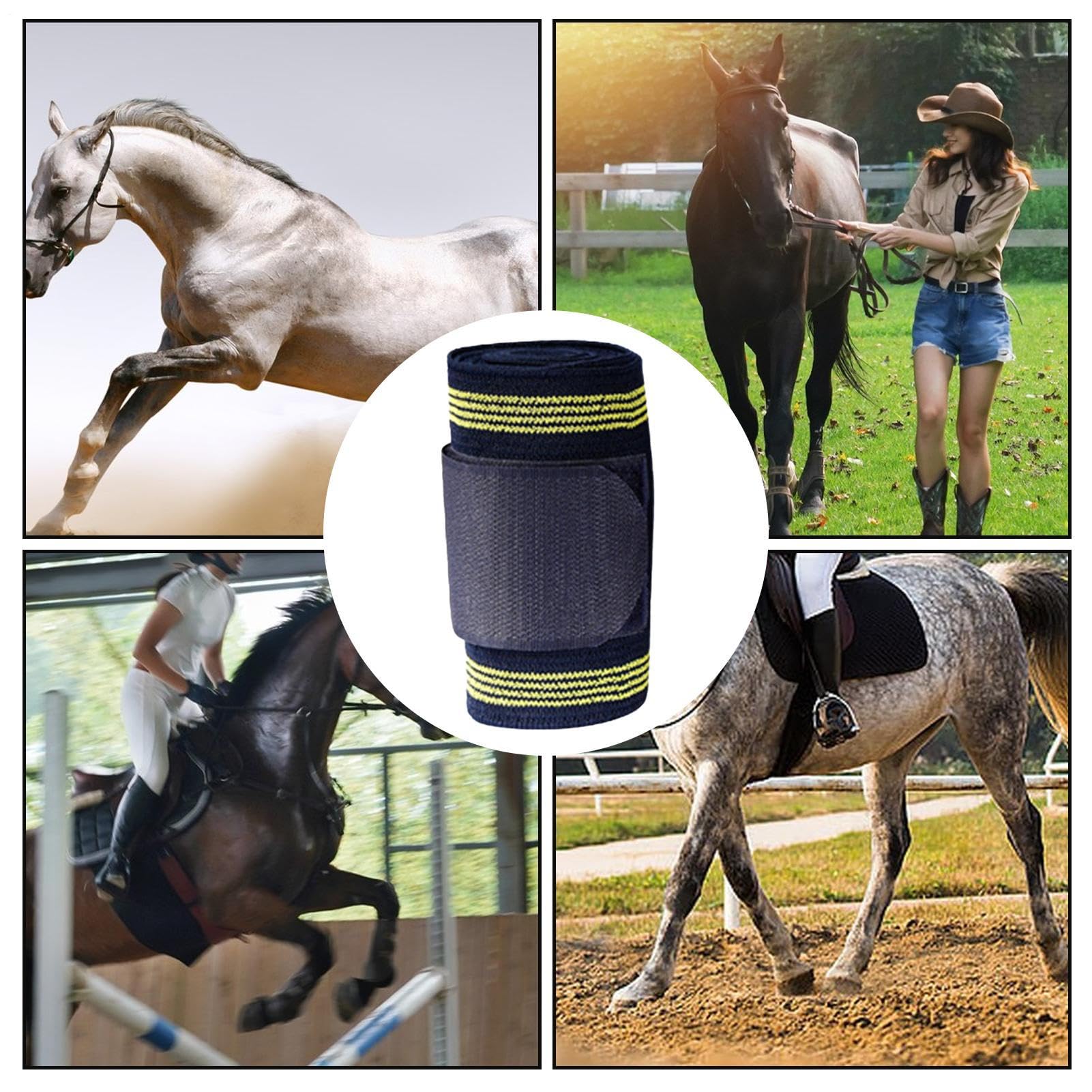 Fascie Da Stallo Per Benda Equestre Elastica | 4 Rotoli Di Fascie Per Cavallo In Piedi Per Uso Veterinario Ai Tendini Garretto Zoccoli Caviglia Ginocchio E Corsa