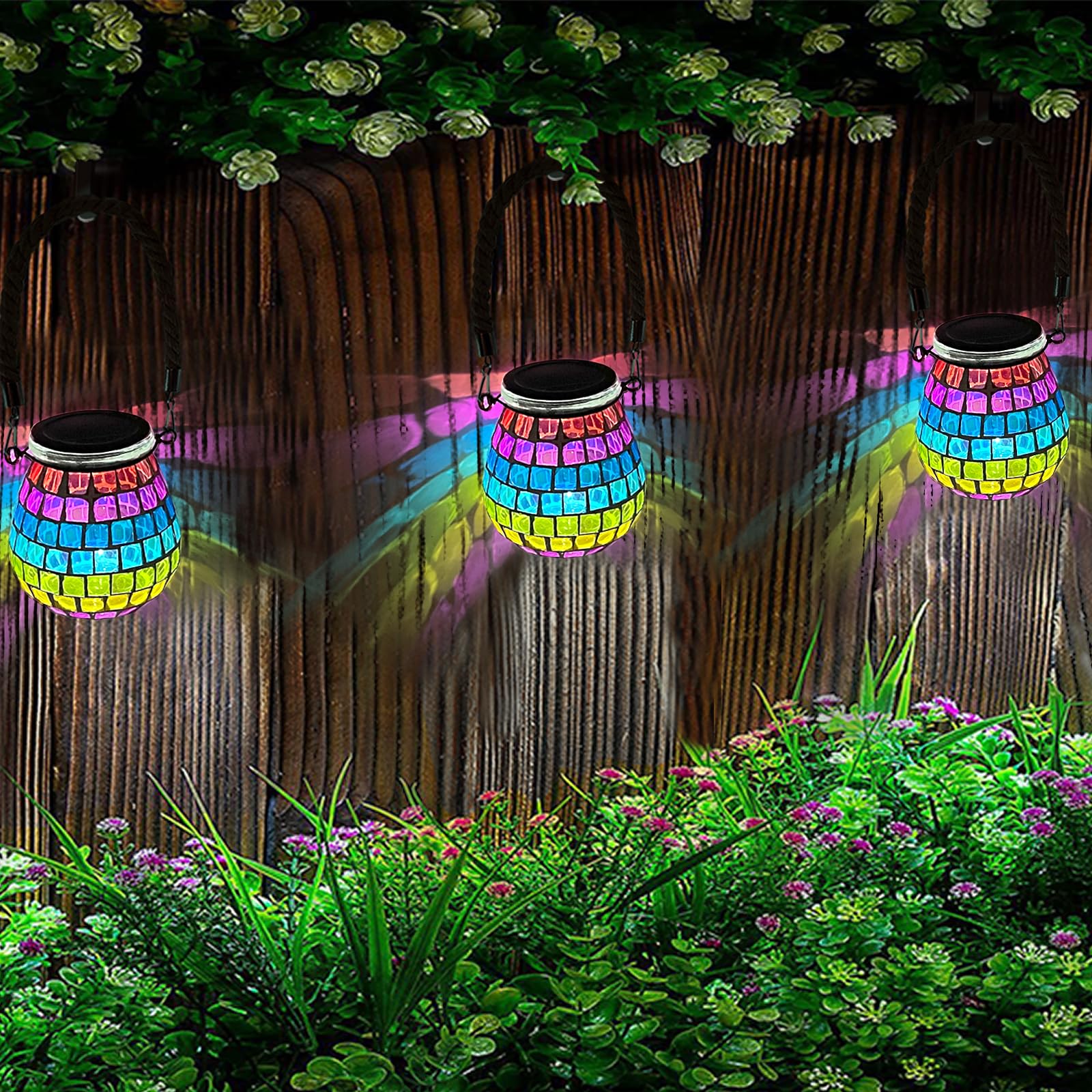 TOTHDATE 2PCS Oval Solar Mosaic Lights Outdoor - Image 2