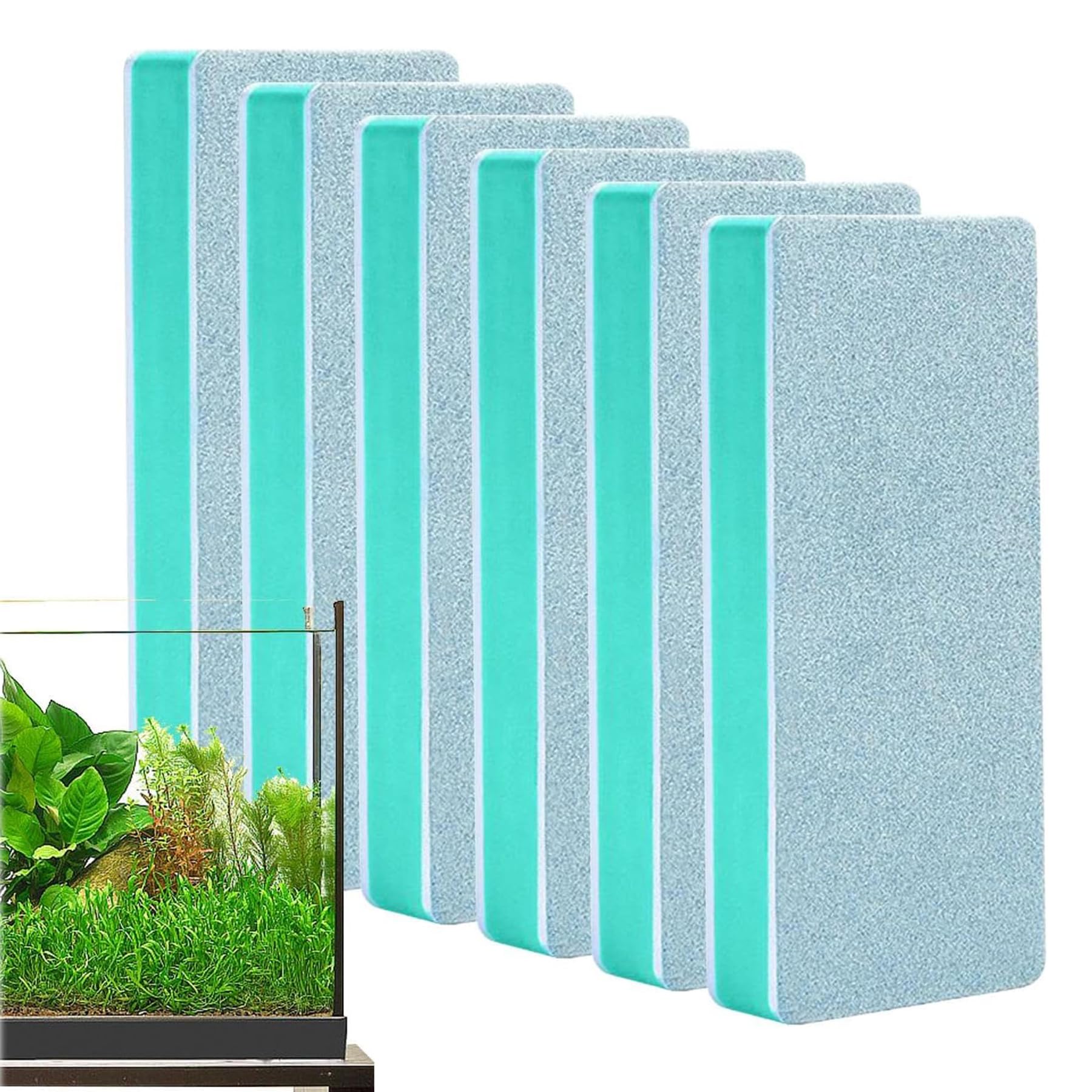 AXYOUCUN 6PCS Aquarium Cleaning Pad Aquarium Glass Cleaning Sponge Powerful Algae and Stain Remover Reusable Polishing Tool for Acrylic Tanks Eco Tanks Windows Kitchen Sinks Tiles