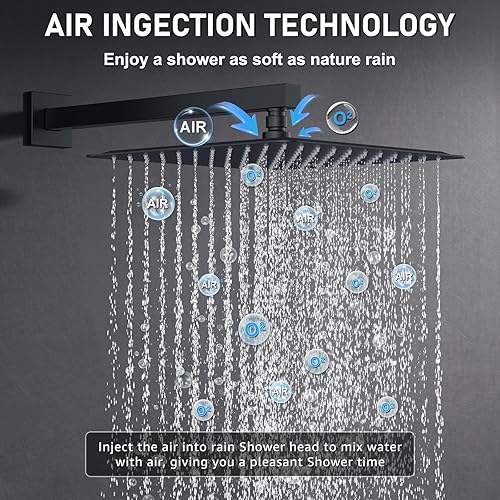 Miniatura 10 de Iriber Sistema de ducha dorado cepillado montado en la pared grifo mezclador con cabezal de ducha de lluvia de 10 pulgadas y mano, kit de molduras