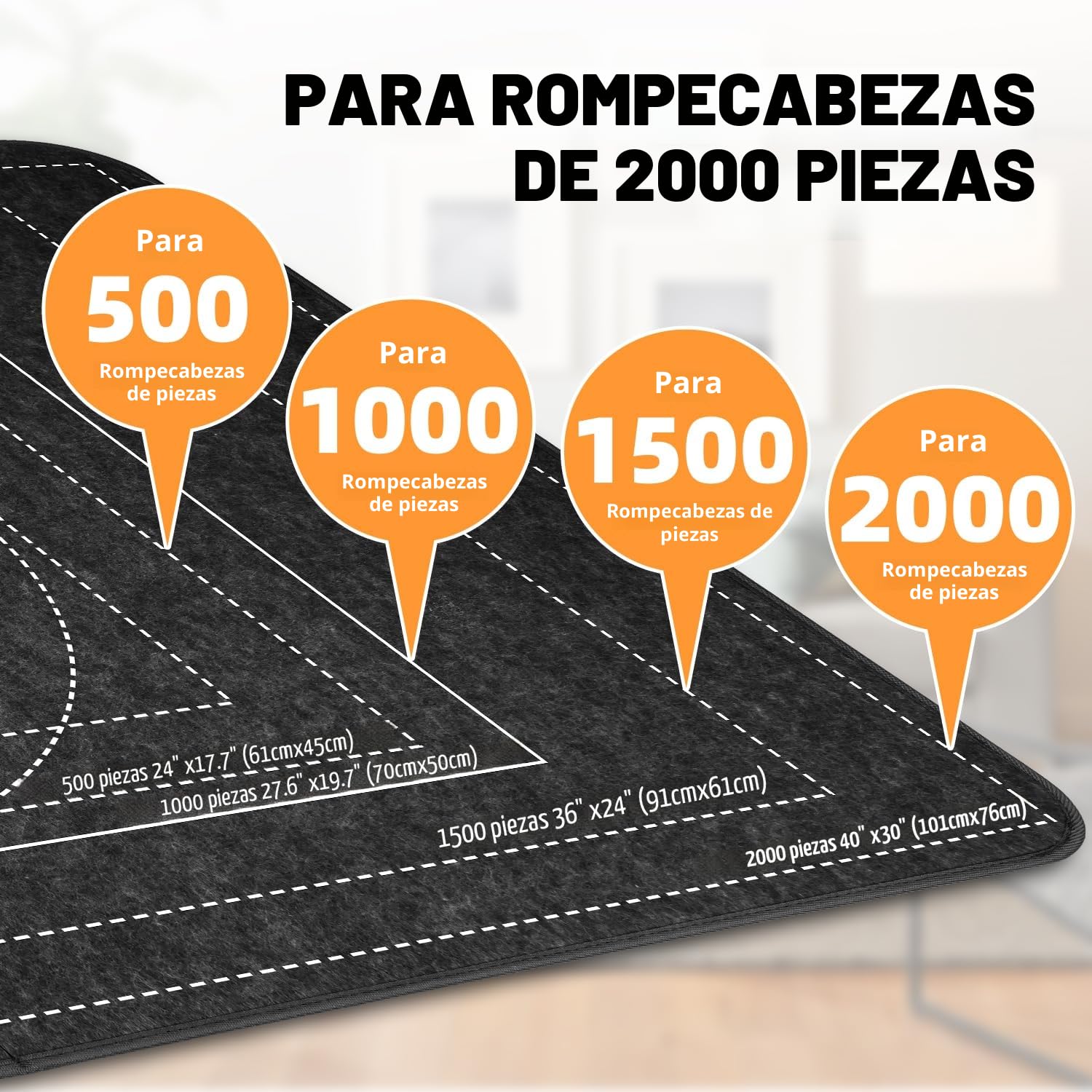 MOZOOSON Tablero para Puzzle 2000 Piezas, Portátil para Puzzle Board de 105 x 80 cm, Guarda Puzzle Accesorios con 8 Tray de clasificación y 1 Cover