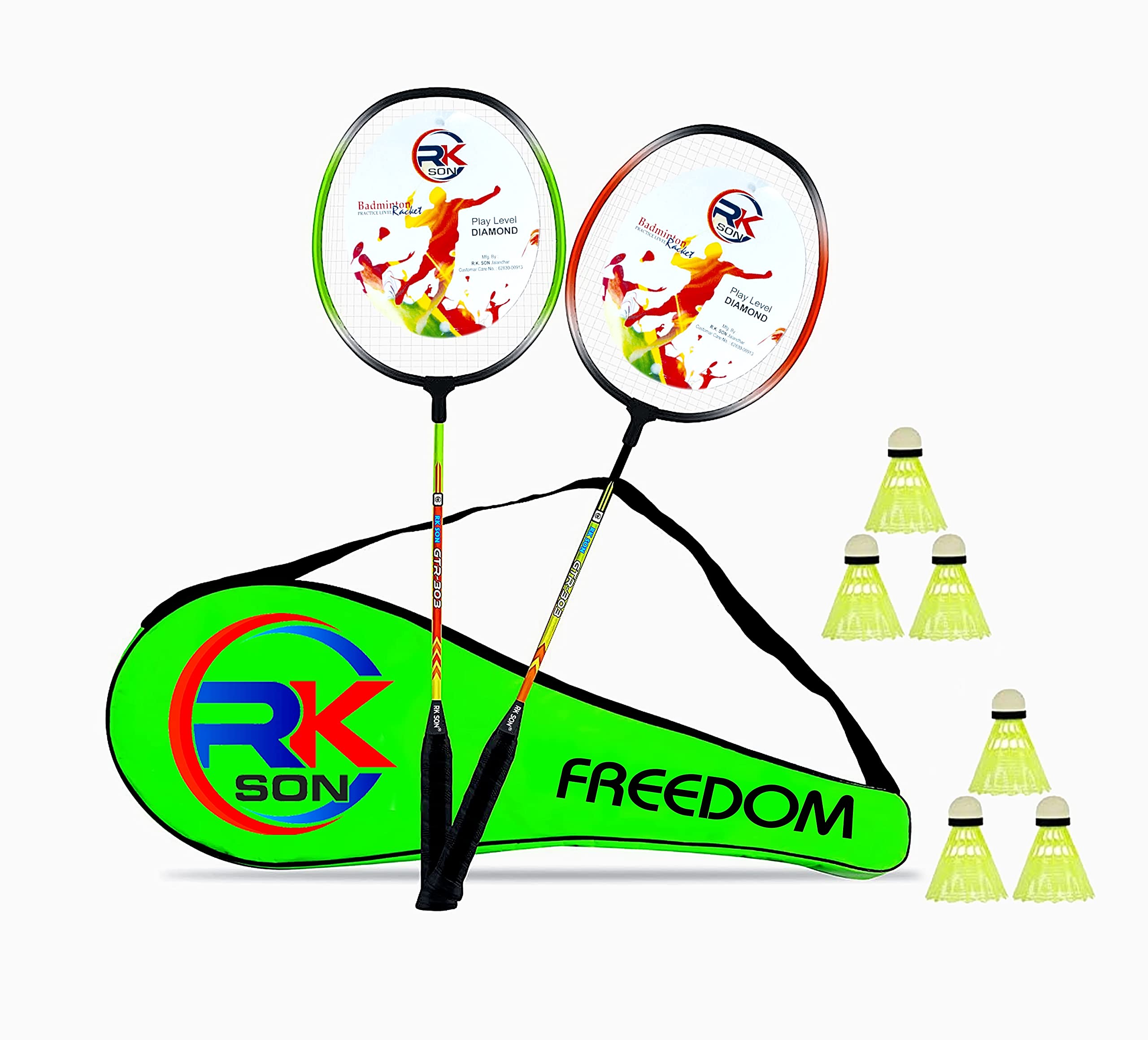 RK SON Badminton Rackets Set of 2 for Kids & Adults with 6 Shuttle Badminton Racquet Shuttlecock Combo Kit with Cover (B09N9RJ23W) Amazon Price History, Amazon Price Tracker
