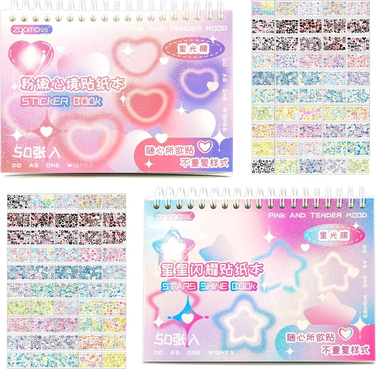 Mini Glitter Sticker Books - Kawaii Designs -21 Mini Glitter Sticker Books - Kawaii Designs -21